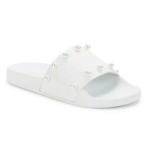 Stuart Weitzman Studded Leather Slide Sandals